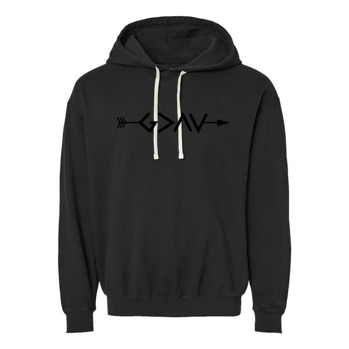 God Is Greater Than The Highs And Lows Arrow Christian Design Garment-Dyed Fleece Hoodie