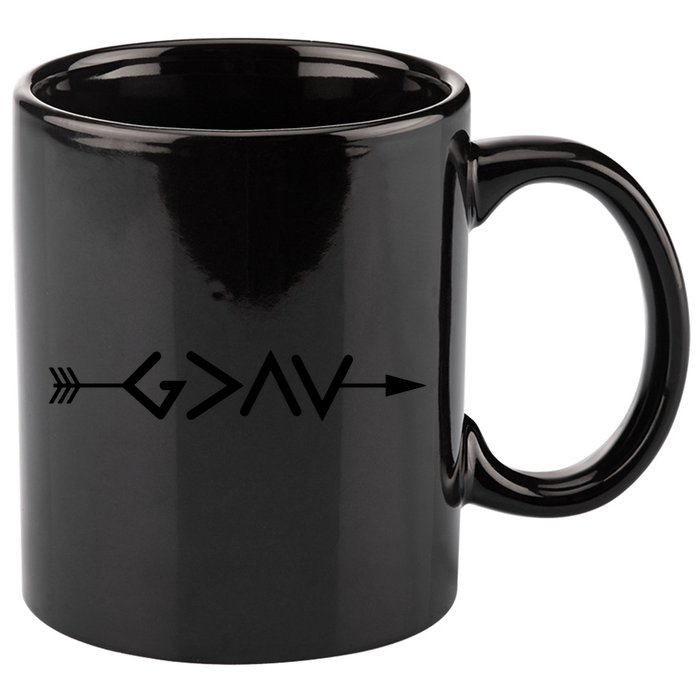 God Is Greater Than The Highs And Lows Arrow Christian Design 11oz C Handle Ceramic Mug
