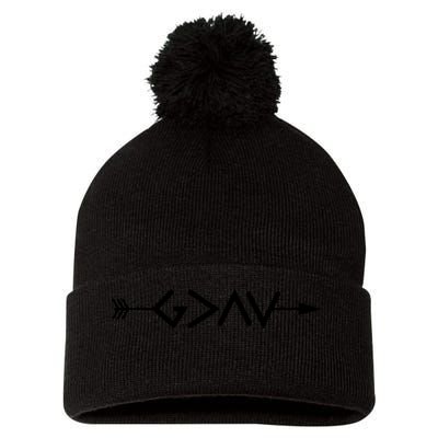 God Is Greater Than The Highs And Lows Arrow Christian Design Pom Pom 12in Knit Beanie