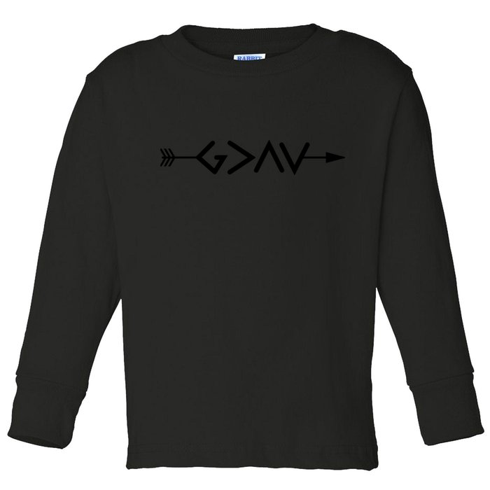 God Is Greater Than The Highs And Lows Arrow Christian Design Toddler Long Sleeve Shirt
