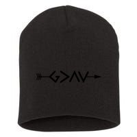 God Is Greater Than The Highs And Lows Arrow Christian Design Short Acrylic Beanie