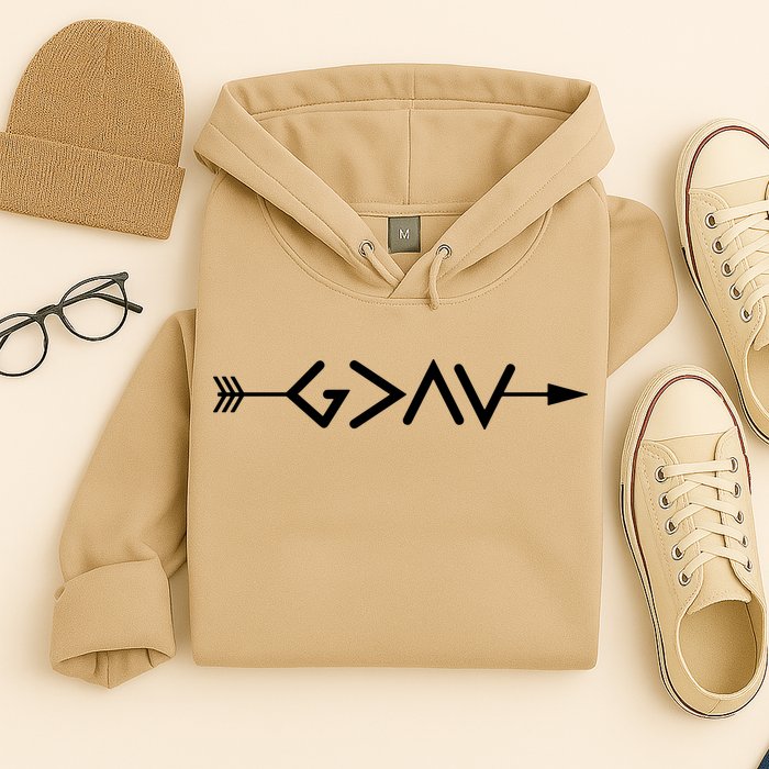 God Is Greater Than The Highs And Lows Arrow Christian Design Hoodie