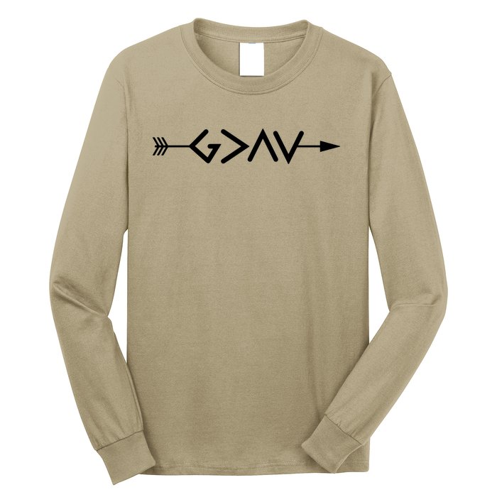 God Is Greater Than The Highs And Lows Arrow Christian Design Long Sleeve Shirt