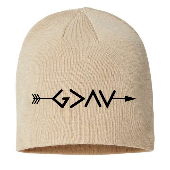 God Is Greater Than The Highs And Lows Arrow Christian Design Sustainable Beanie