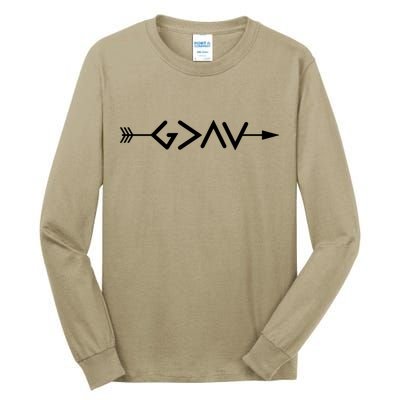 God Is Greater Than The Highs And Lows Arrow Christian Design Tall Long Sleeve T-Shirt