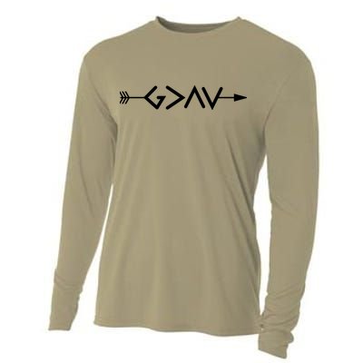 God Is Greater Than The Highs And Lows Arrow Christian Design Cooling Performance Long Sleeve Crew