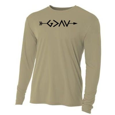 God Is Greater Than The Highs And Lows Arrow Christian Design Cooling Performance Long Sleeve Crew