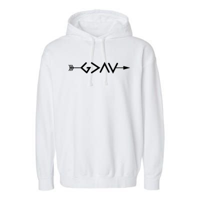 God Is Greater Than The Highs And Lows Arrow Christian Design Garment-Dyed Fleece Hoodie