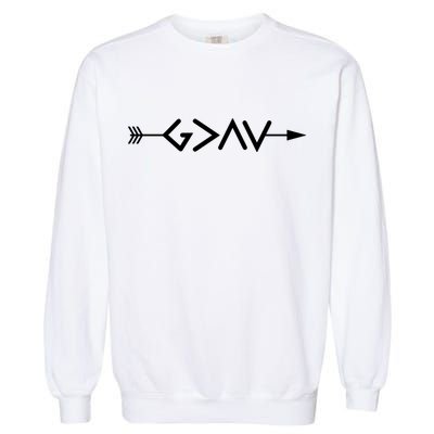 God Is Greater Than The Highs And Lows Arrow Christian Design Garment-Dyed Sweatshirt