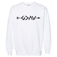 God Is Greater Than The Highs And Lows Arrow Christian Design Garment-Dyed Sweatshirt