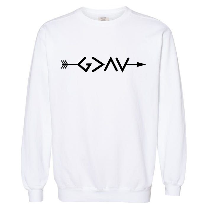 God Is Greater Than The Highs And Lows Arrow Christian Design Garment-Dyed Sweatshirt