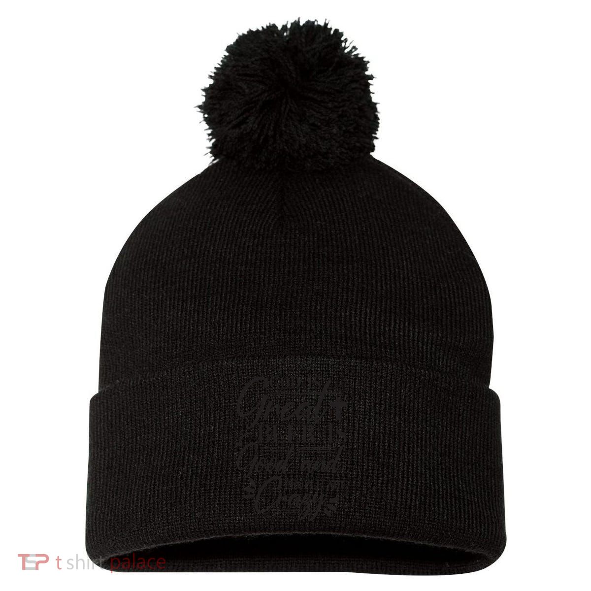 God Is Great Beer Is Good And People Are Crazy Funny Pom Pom 12in Knit Beanie