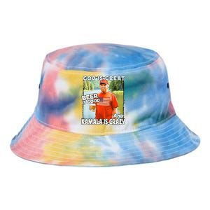 God Is Great Beer Is Good And Kamala Are Crazy Funny Trump Tie Dye Newport Bucket Hat