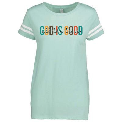 God Is Good All The Time Colorful Enza Ladies Jersey Football T-Shirt