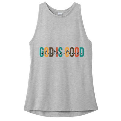 God Is Good All The Time Colorful Ladies PosiCharge Tri-Blend Wicking Tank