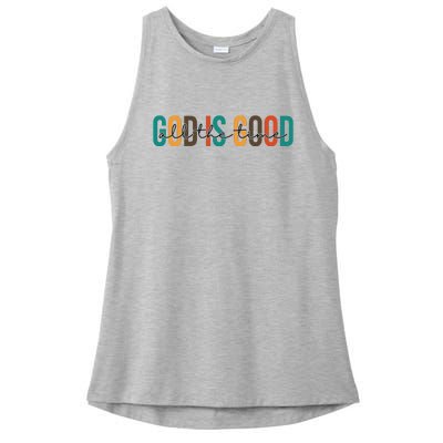 God Is Good All The Time Colorful Ladies PosiCharge Tri-Blend Wicking Tank