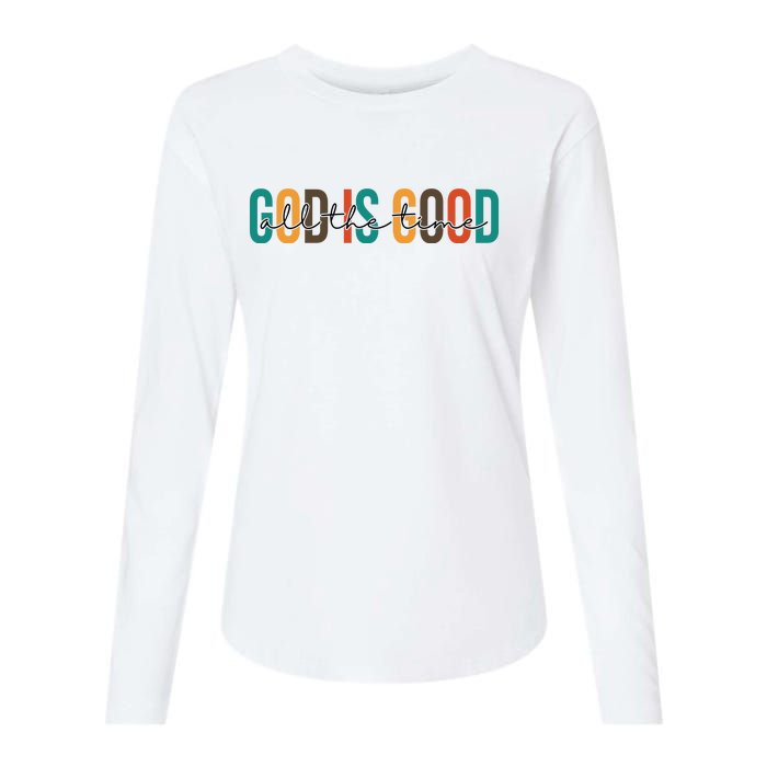 God Is Good All The Time Colorful Womens Cotton Relaxed Long Sleeve T-Shirt