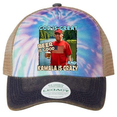 God Is Great Beer Is Good And Kamala Is Crazy Legacy Tie Dye Trucker Hat