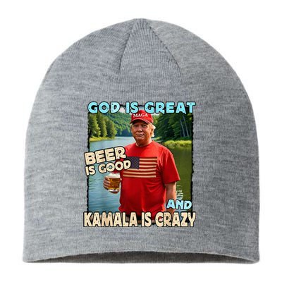 God Is Great Beer Is Good And Kamala Is Crazy Sustainable Beanie