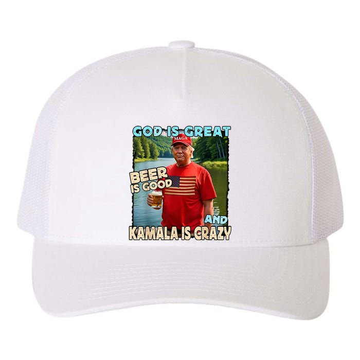 God Is Great Beer Is Good And Kamala Is Crazy Yupoong Adult 5-Panel Trucker Hat