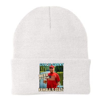 God Is Great Beer Is Good And Kamala Is Crazy Knit Cap Winter Beanie