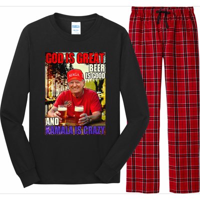 God Is Great Beer Is Good And Kamala Are Crazy Funny Trump Long Sleeve Pajama Set