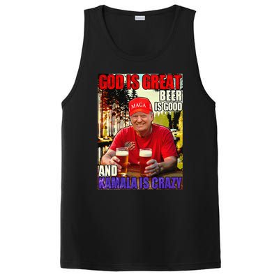 God Is Great Beer Is Good And Kamala Are Crazy Funny Trump PosiCharge Competitor Tank