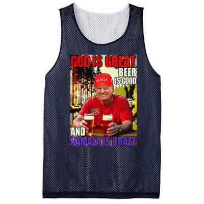 God Is Great Beer Is Good And Kamala Are Crazy Funny Trump Mesh Reversible Basketball Jersey Tank