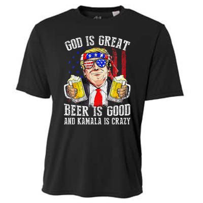 God Is Great Beer Is Good And Kamala Are Crazy Funny Trump Cooling Performance Crew T-Shirt