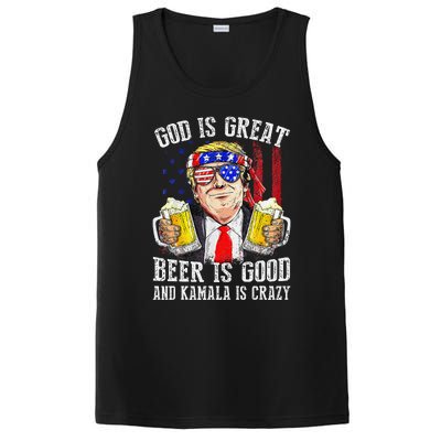 God Is Great Beer Is Good And Kamala Are Crazy Funny Trump PosiCharge Competitor Tank