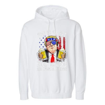 God Is Great Beer Is Good And Kamala Are Crazy Funny Trump Garment-Dyed Fleece Hoodie