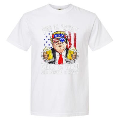 God Is Great Beer Is Good And Kamala Are Crazy Funny Trump Garment-Dyed Heavyweight T-Shirt