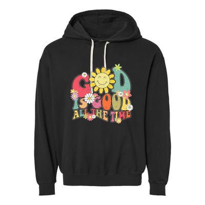 God Is Good All The Time Retro Vintage Floral Christian Garment-Dyed Fleece Hoodie