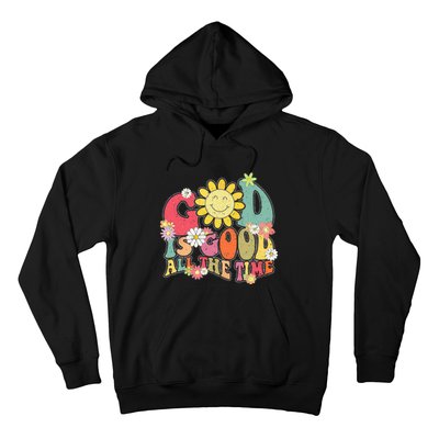 God Is Good All The Time Retro Vintage Floral Christian Hoodie