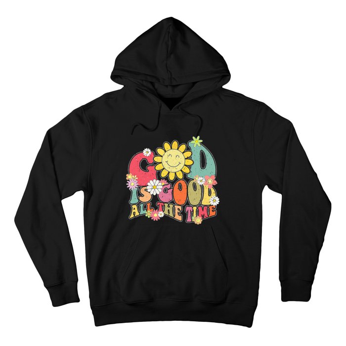 God Is Good All The Time Retro Vintage Floral Christian Hoodie