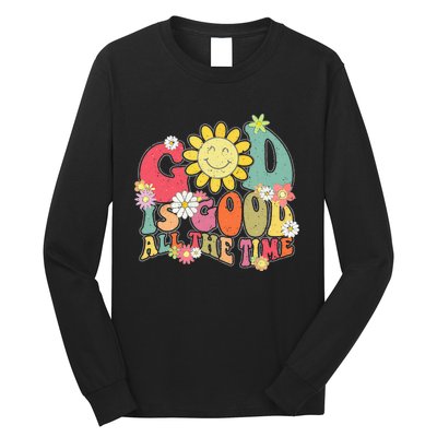 God Is Good All The Time Retro Vintage Floral Christian Long Sleeve Shirt