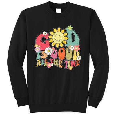 God Is Good All The Time Retro Vintage Floral Christian Sweatshirt