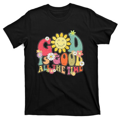 God Is Good All The Time Retro Vintage Floral Christian T-Shirt