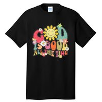 God Is Good All The Time Retro Vintage Floral Christian Tall T-Shirt