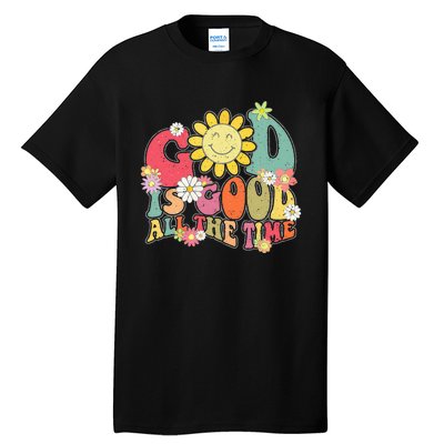 God Is Good All The Time Retro Vintage Floral Christian Tall T-Shirt