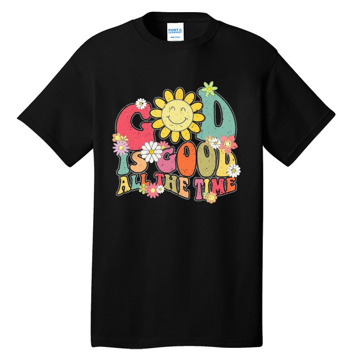 God Is Good All The Time Retro Vintage Floral Christian Tall T-Shirt