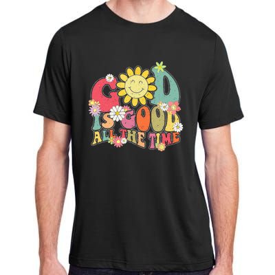 God Is Good All The Time Retro Vintage Floral Christian Adult ChromaSoft Performance T-Shirt