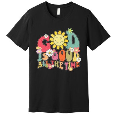 God Is Good All The Time Retro Vintage Floral Christian Premium T-Shirt