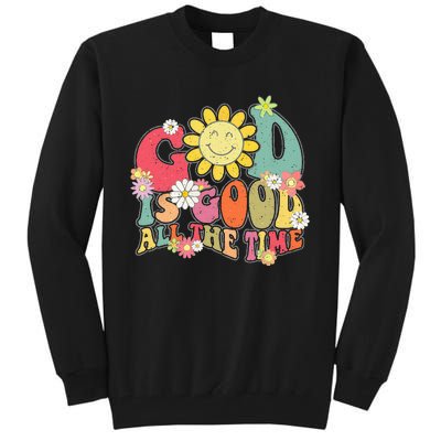 God Is Good All The Time Retro Vintage Floral Christian Tall Sweatshirt