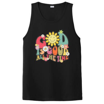 God Is Good All The Time Retro Vintage Floral Christian PosiCharge Competitor Tank