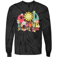 God Is Good All The Time Retro Vintage Floral Christian Tie-Dye Long Sleeve Shirt