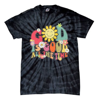 God Is Good All The Time Retro Vintage Floral Christian Tie-Dye T-Shirt