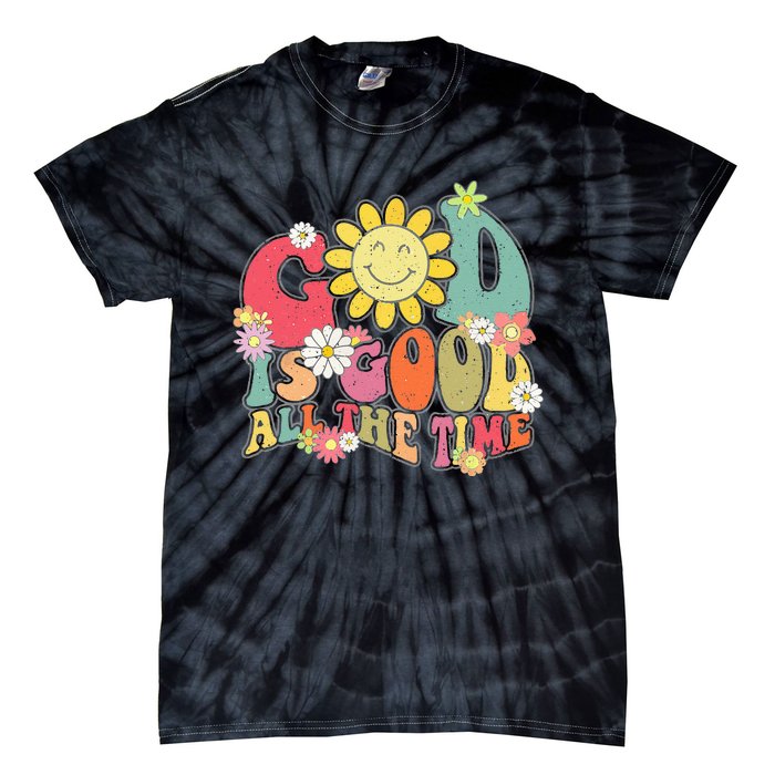 God Is Good All The Time Retro Vintage Floral Christian Tie-Dye T-Shirt