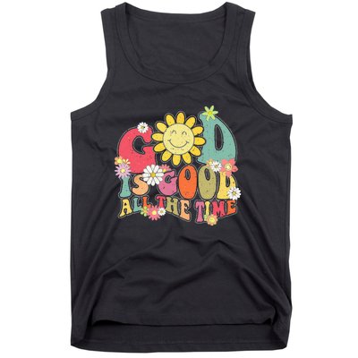 God Is Good All The Time Retro Vintage Floral Christian Tank Top