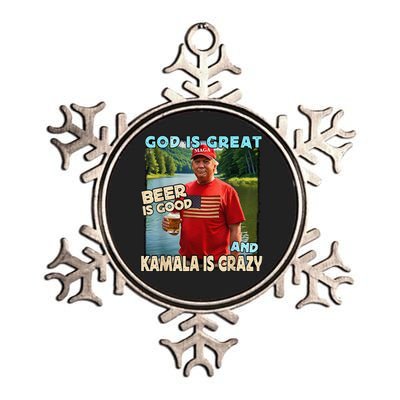 God Is Great Beer Is Good And Kamala Are Crazy Trump 2024 Metallic Star Ornament